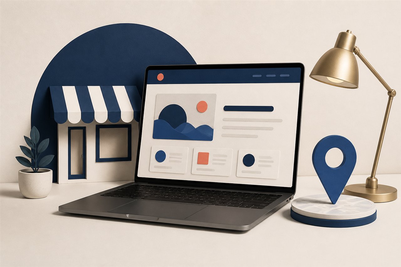 Illustration einer modernen Website für ein lokales Unternehmen